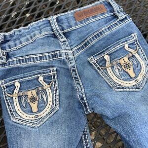 Rock & Roll Cowgirl Jeans Girls 4 Embellished Bootcut Western Rodeo Denim Bull